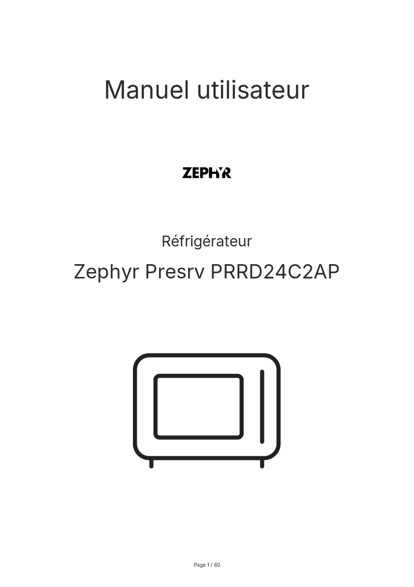 Page n°1 - Manuel utilisateur Zephyr Presrv PRRD24C2AP