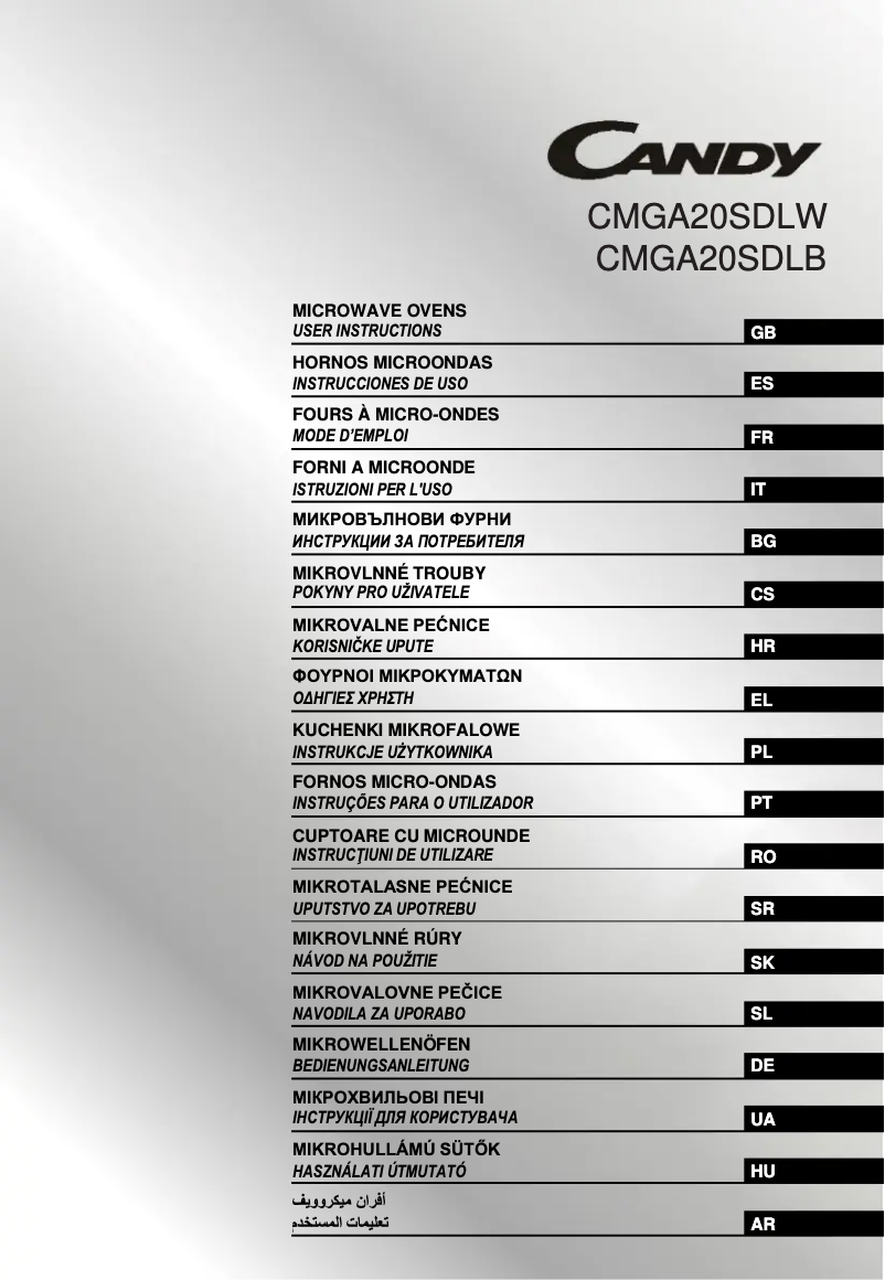 Page 1 de la notice Manuel utilisateur Candy CMGA20SDLB