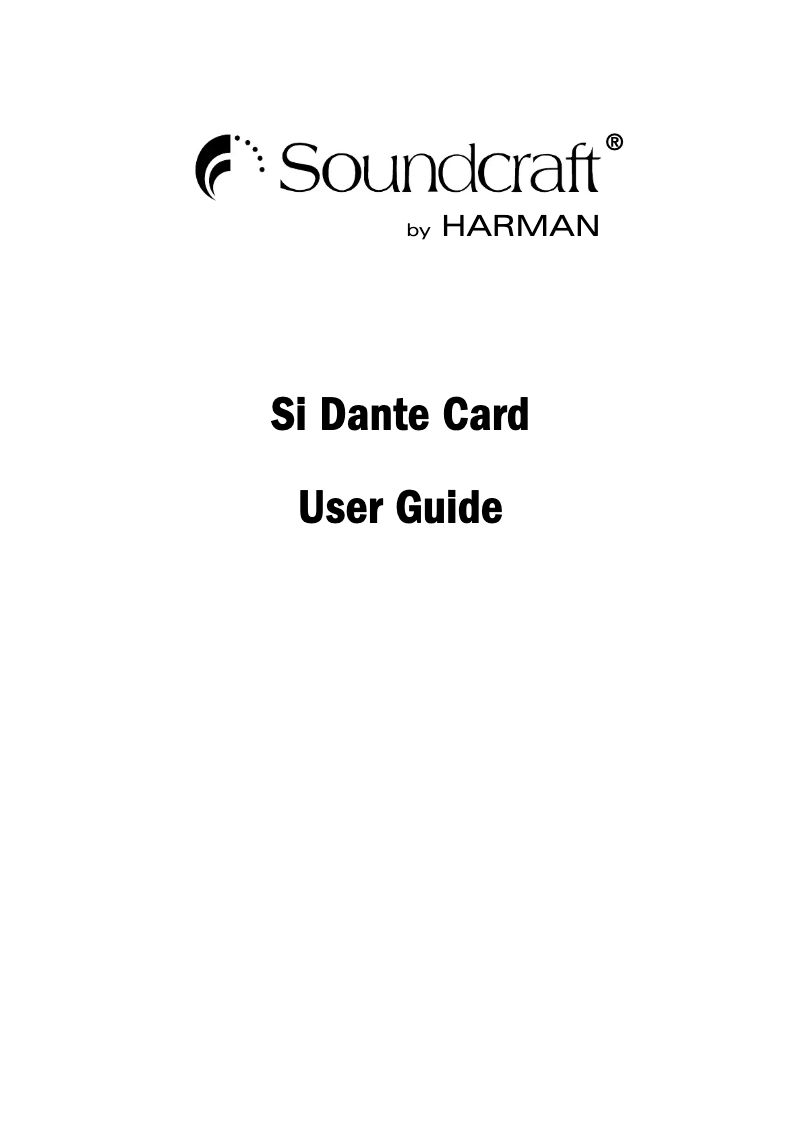 Image de la première page du manuel de l'appareil Si Dante Card