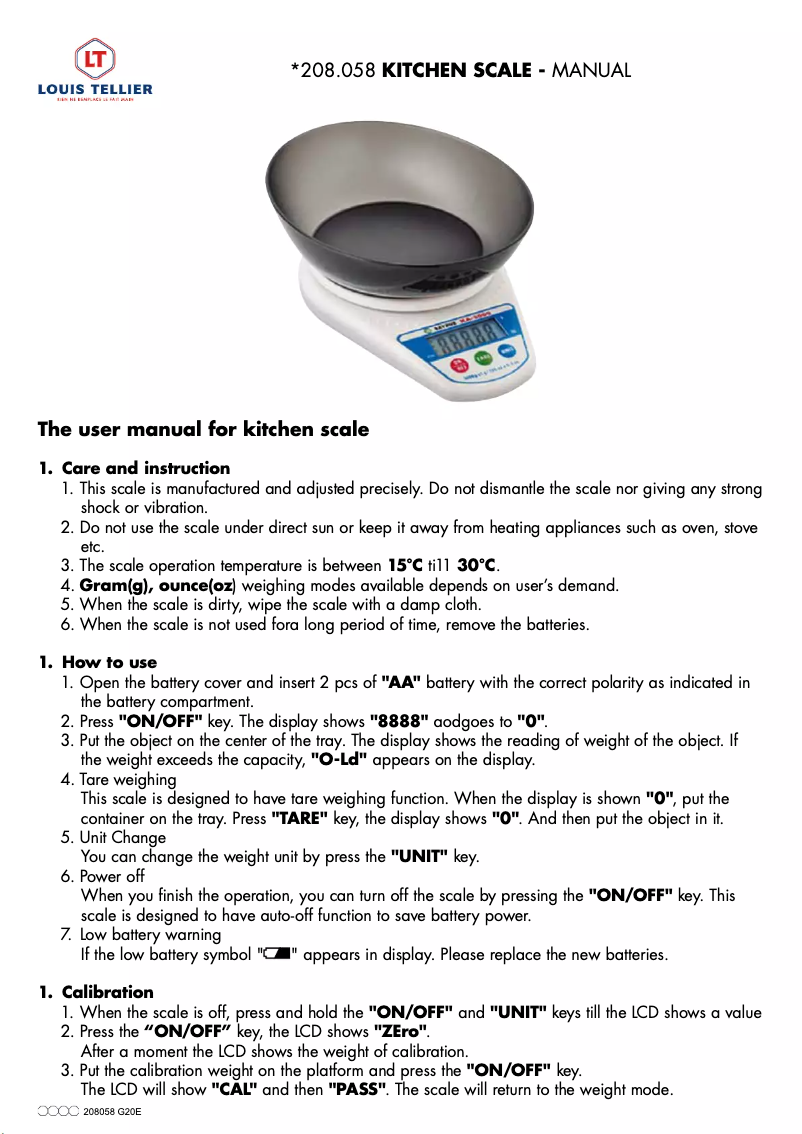 Página 1 del manual Manual de usuario Louis Tellier 208058