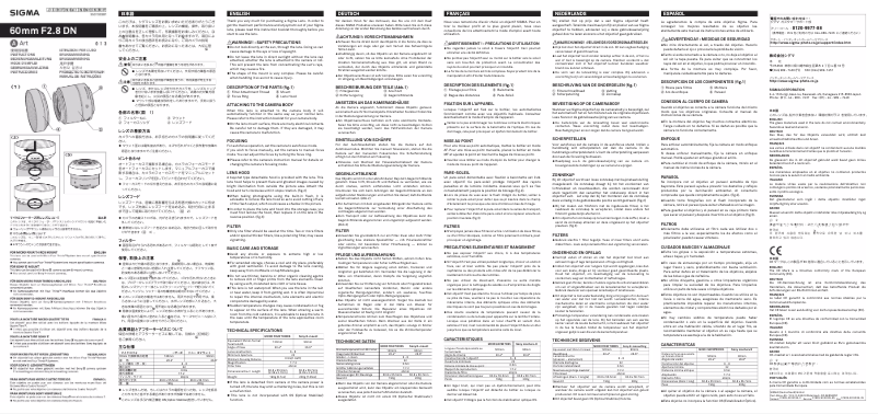 Página 1 del manual Manual de usuario Sigma 60mm f/2.8 Art DN Sony E-mount