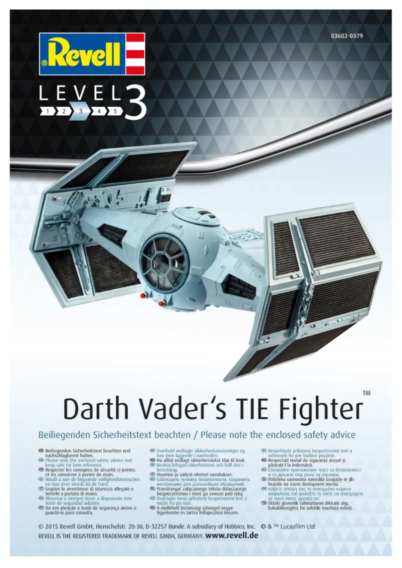 Page n°1 - Manuel utilisateur Revell Darth Vader's TIE Fighter