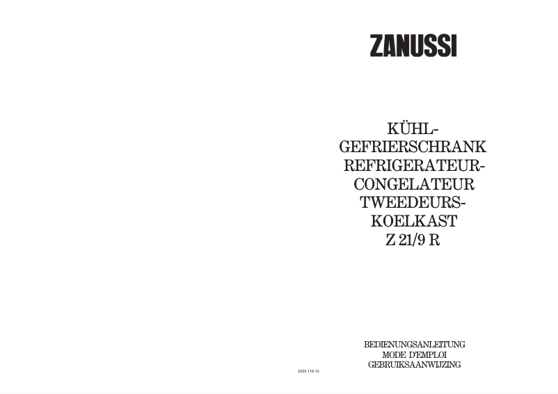 Image de la première page du manuel de l'appareil Z 21 9 r3