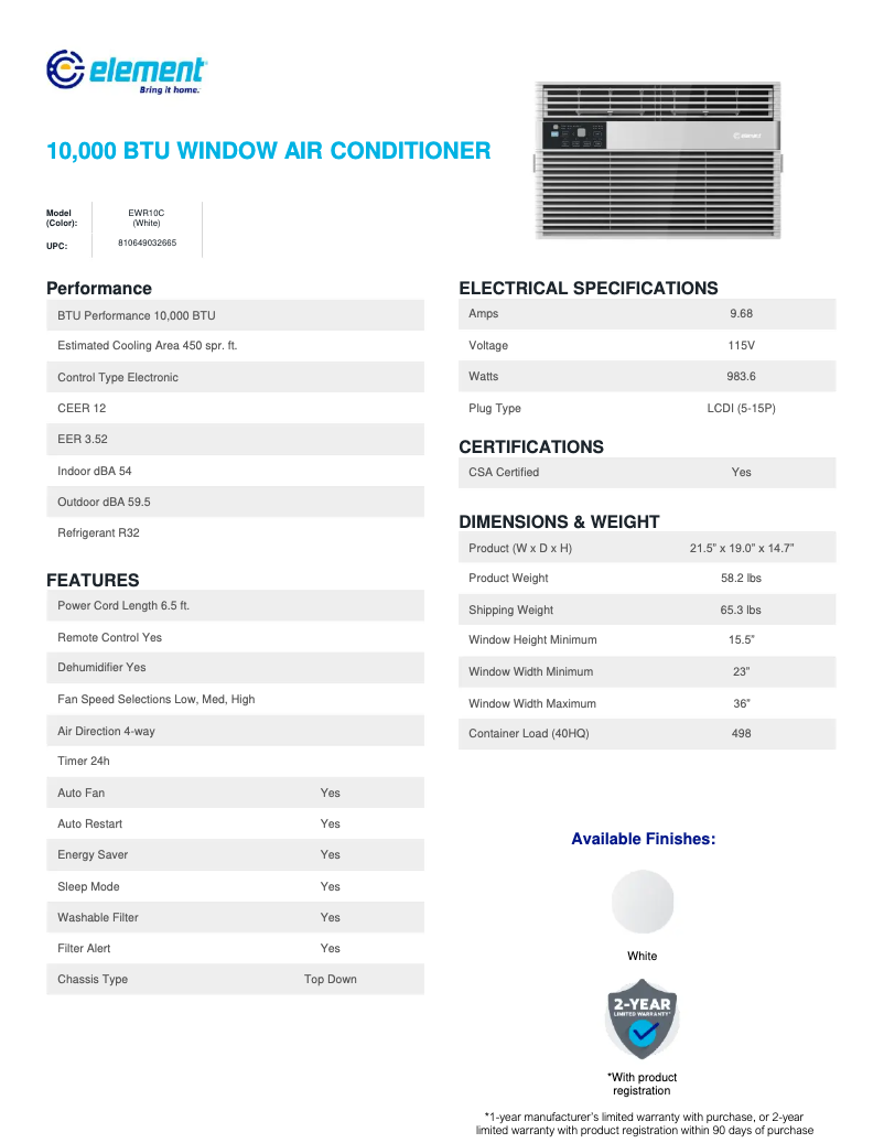 Image de la première page du manuel de l'appareil EWR10C