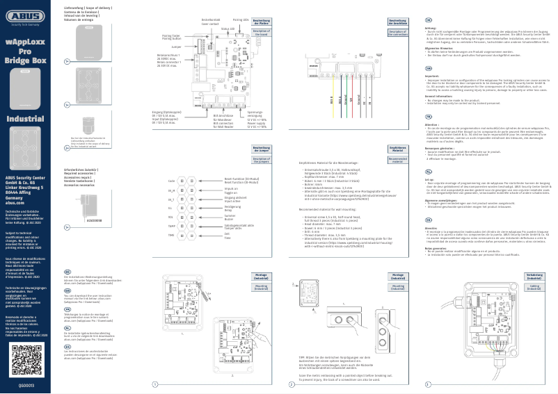 Page 1 de la notice Manuel utilisateur Abus ACSE00020