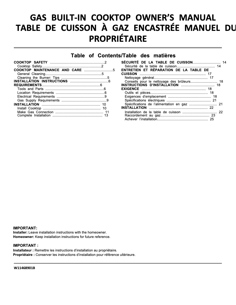 Page 1 de la notice Informations de garantie Whirlpool WCG77US0HS
