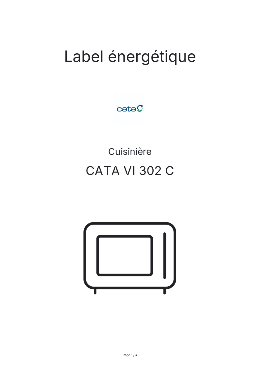 Page n°1 - Label énergétique CATA VI 302 C