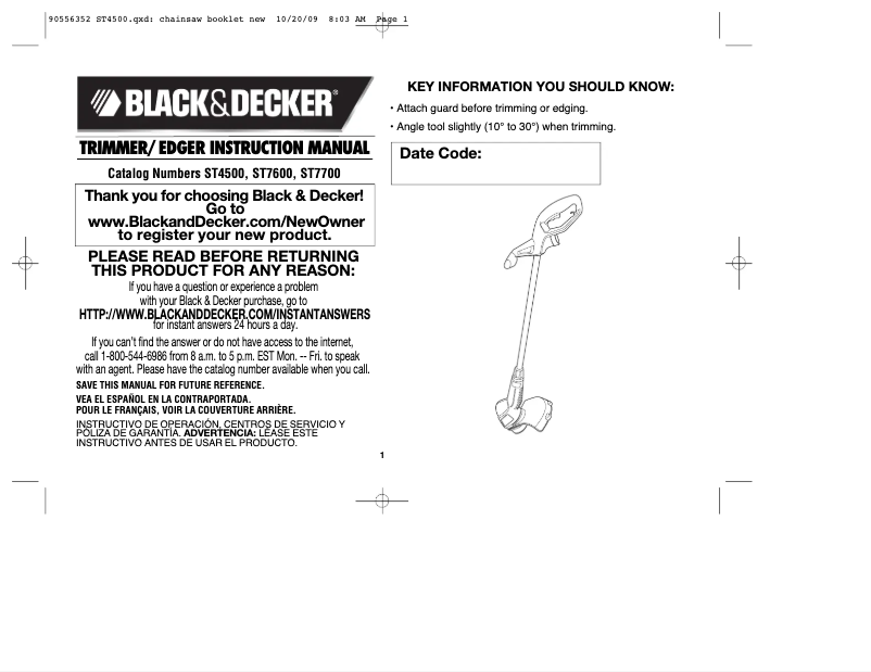 Page n°1 - Manuel utilisateur Black & Decker ST7700