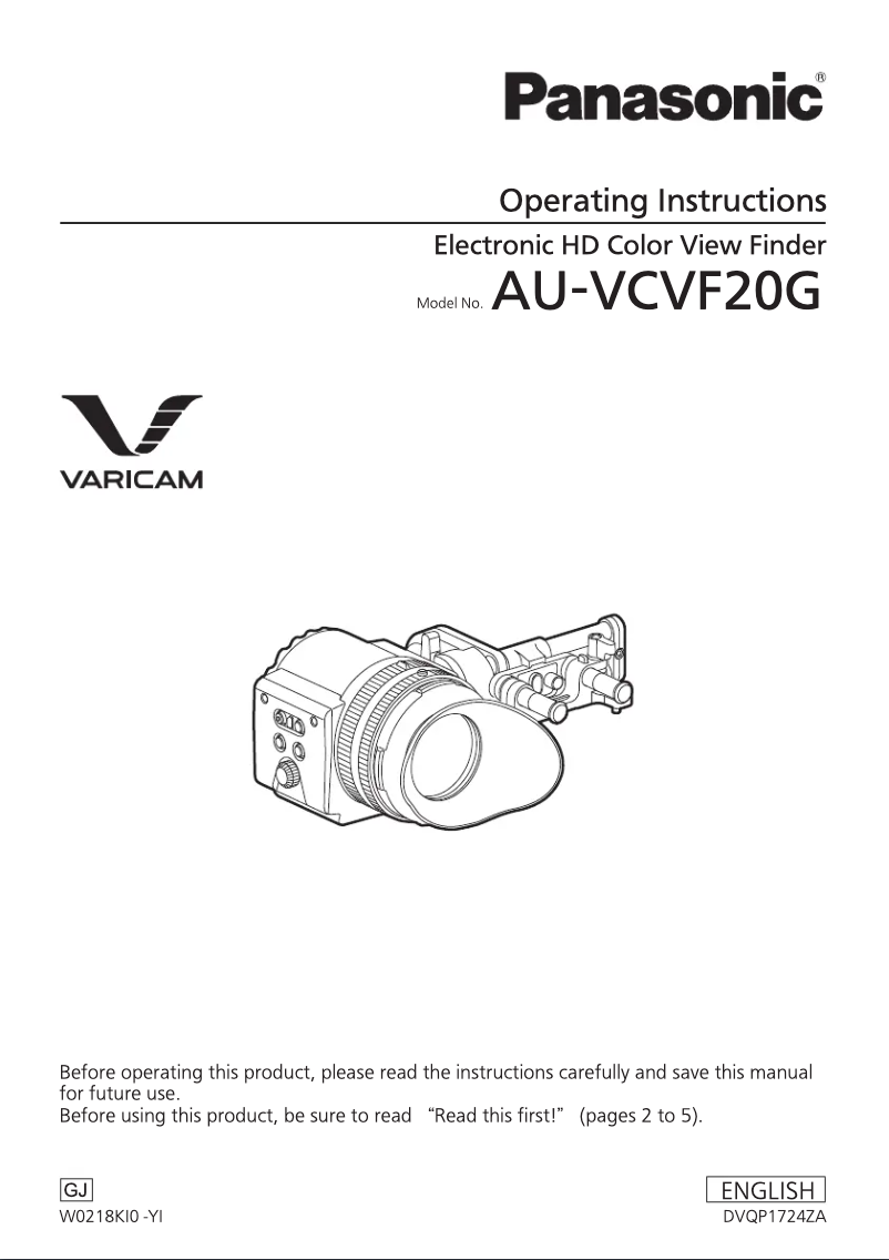 Page n°1 - Manuel utilisateur Panasonic VariCam AU-VCVF20G