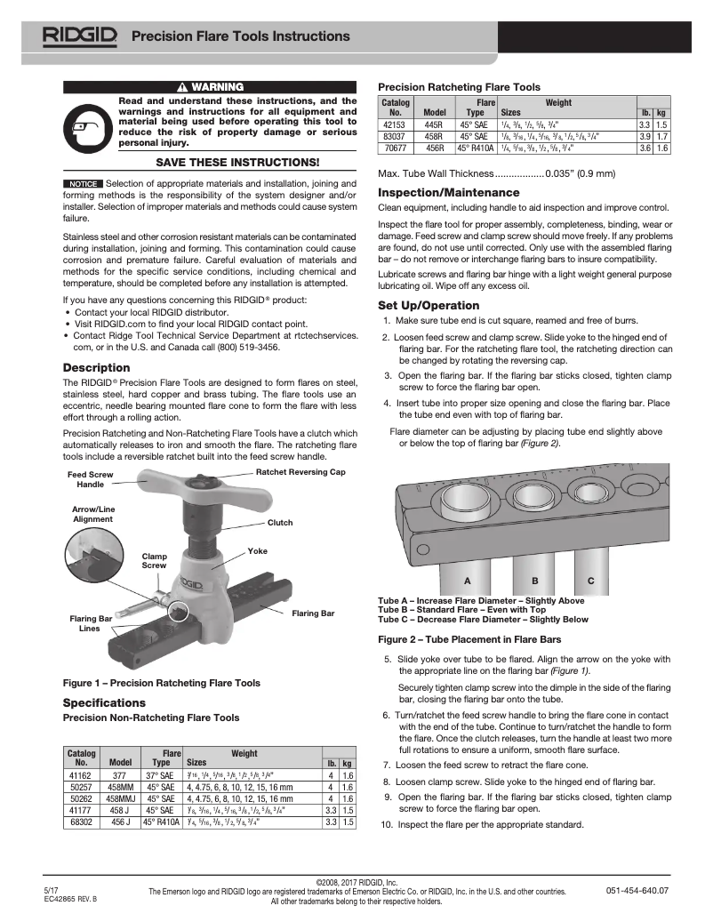 Page 1 de la notice Manuel utilisateur Ridgid 377