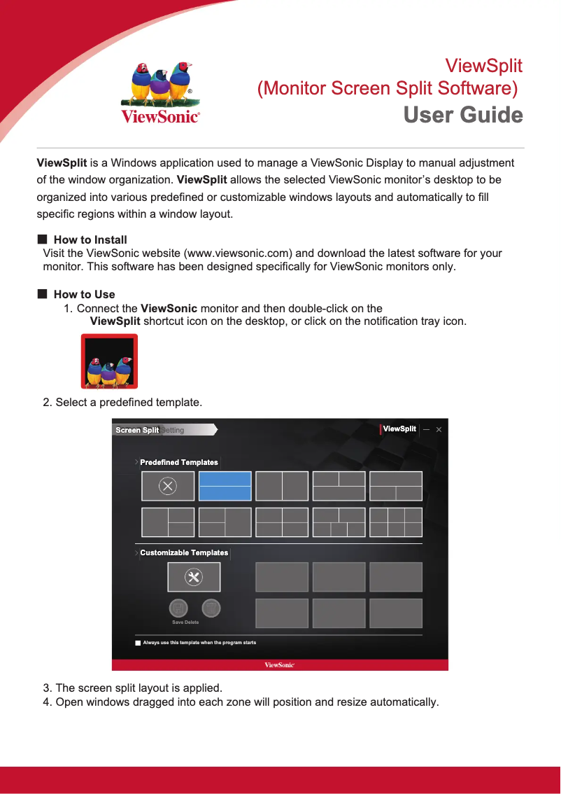 Image de la première page du manuel de l'appareil ViewSplit