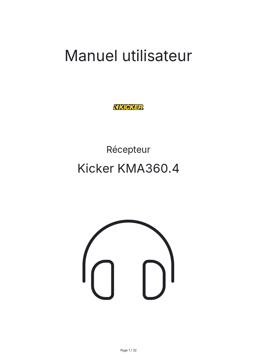 Page n°1 - Manuel utilisateur Kicker KMA360.4
