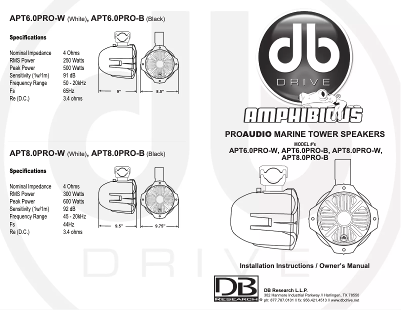Imagen de la primera página del manual del dispositivo Pro Audio APT8.0PRO-W