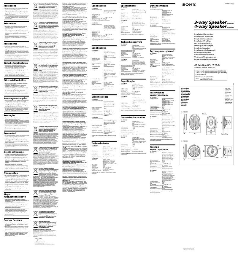Page 1 de la notice Manuel utilisateur Sony XS-GTX6930