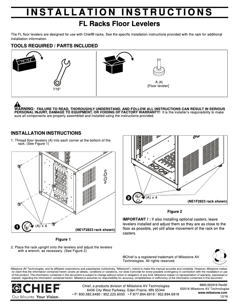 Page 1 de la notice Manuel utilisateur Chief FL