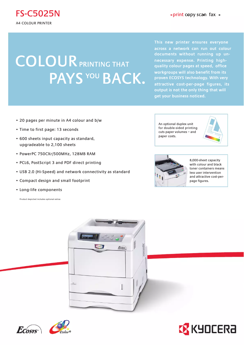 Image de la première page du manuel de l'appareil FS-C5025N