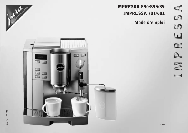 Page 1 de la notice Manuel utilisateur Jura IMPRESSA 701