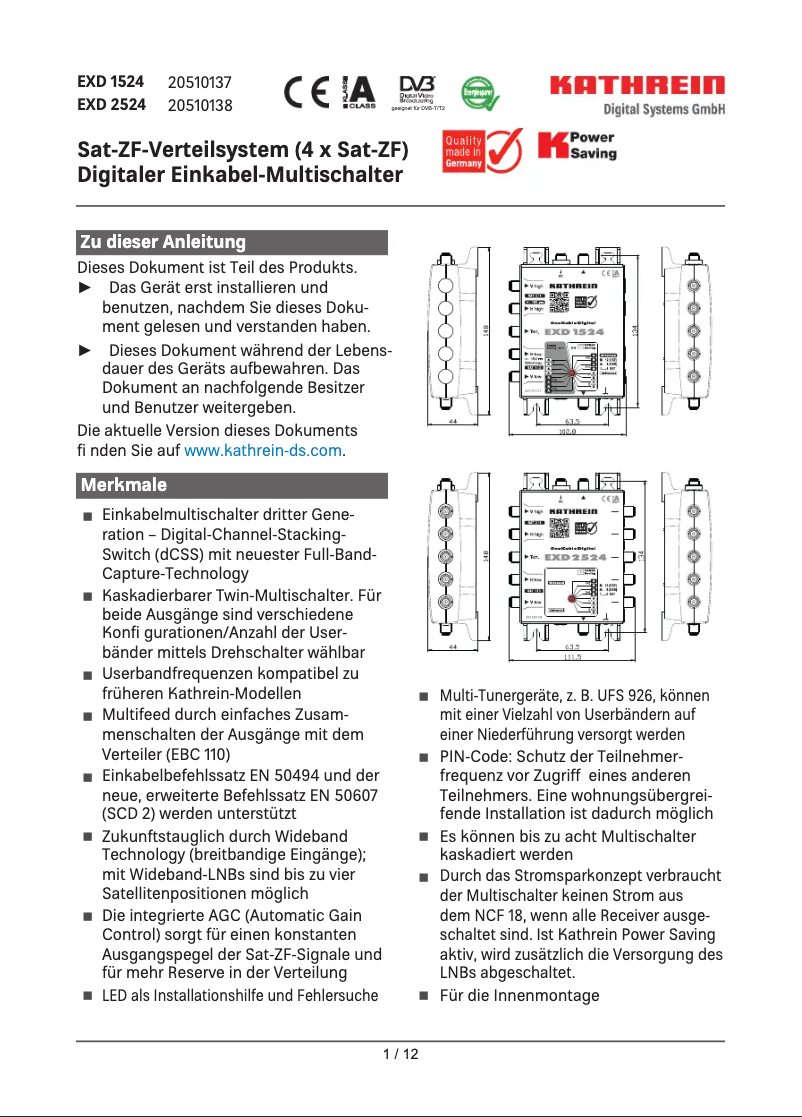 Imagen de la primera página del manual del dispositivo EXD 2524