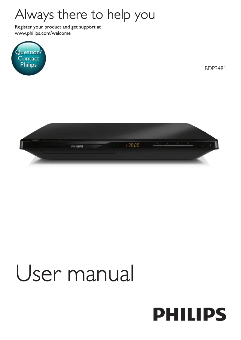 Page 1 de la notice Manuel utilisateur Philips BDP3481