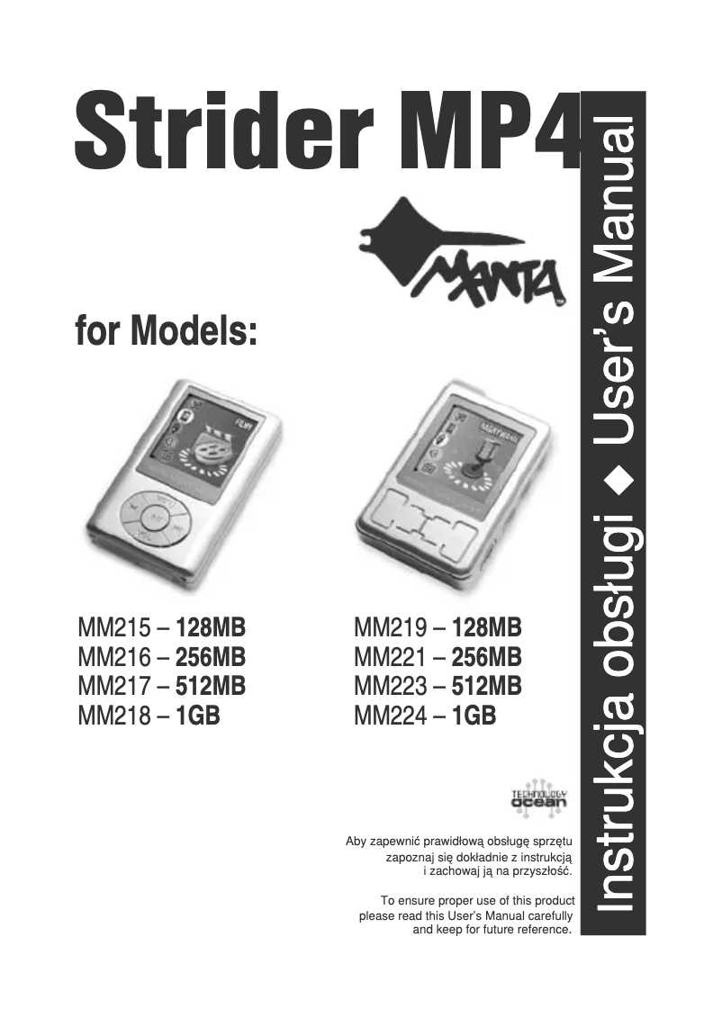 Page n°1 - Manuel utilisateur Manta Strider MM216