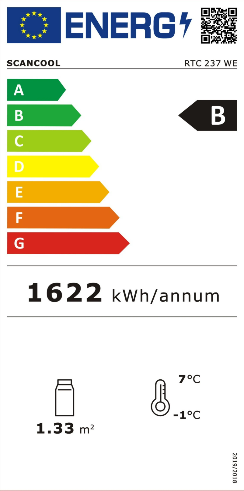 Page 1 de la notice Label énergétique Scancool RTC 237 WE