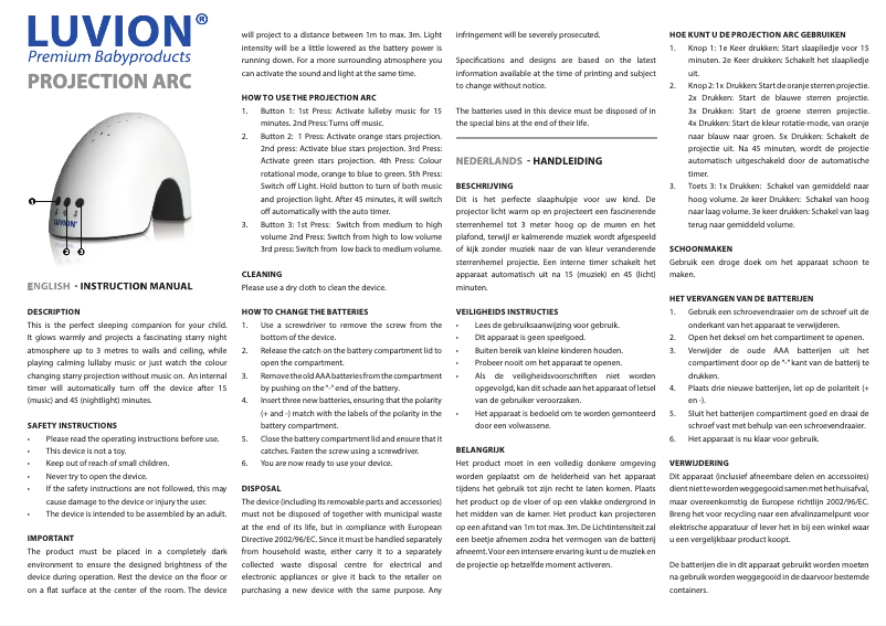 Page n°1 - Manuel utilisateur Luvion Projection Arc