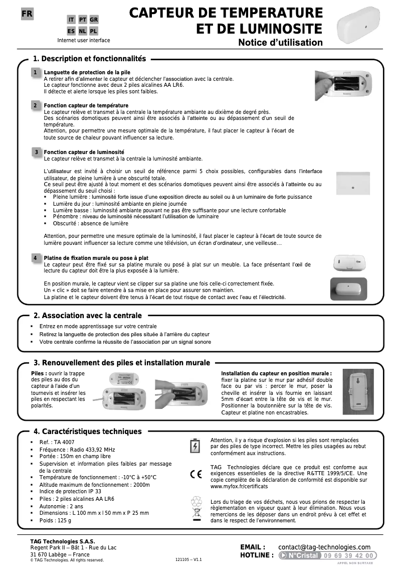 Página 1 del manual Manual de usuario Myfox TA4007