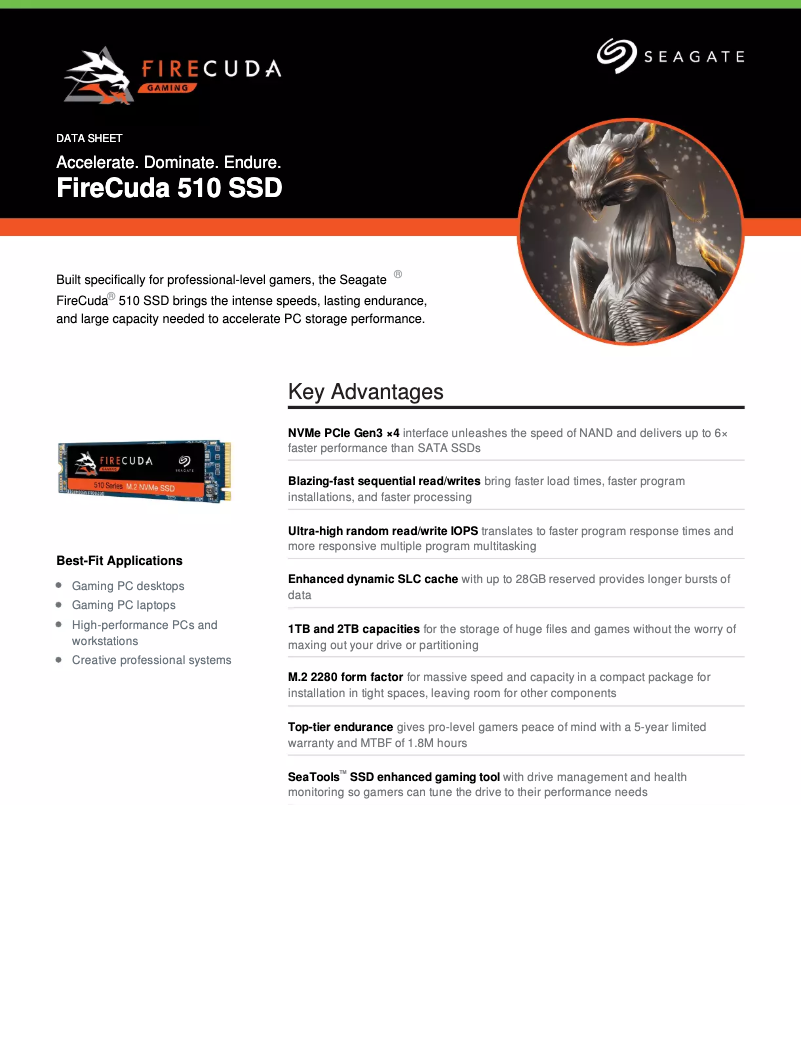 Page n°1 - Fiche technique Seagate FireCuda 510