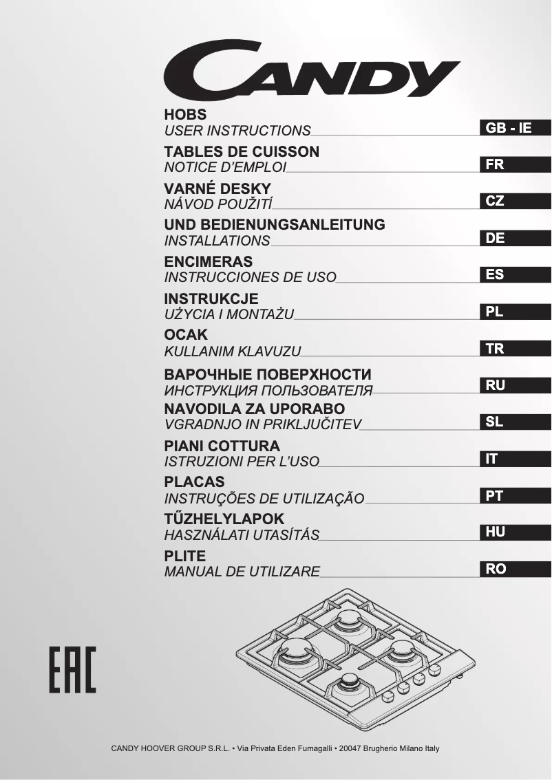 Page 1 de la notice Manuel utilisateur Candy CLG64PX