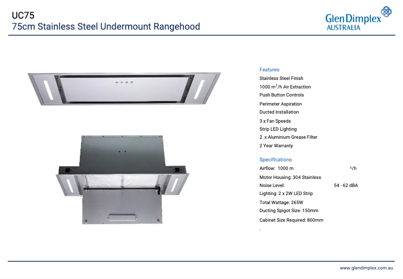 Page 1 de la notice Fiche technique Baumatic UC75