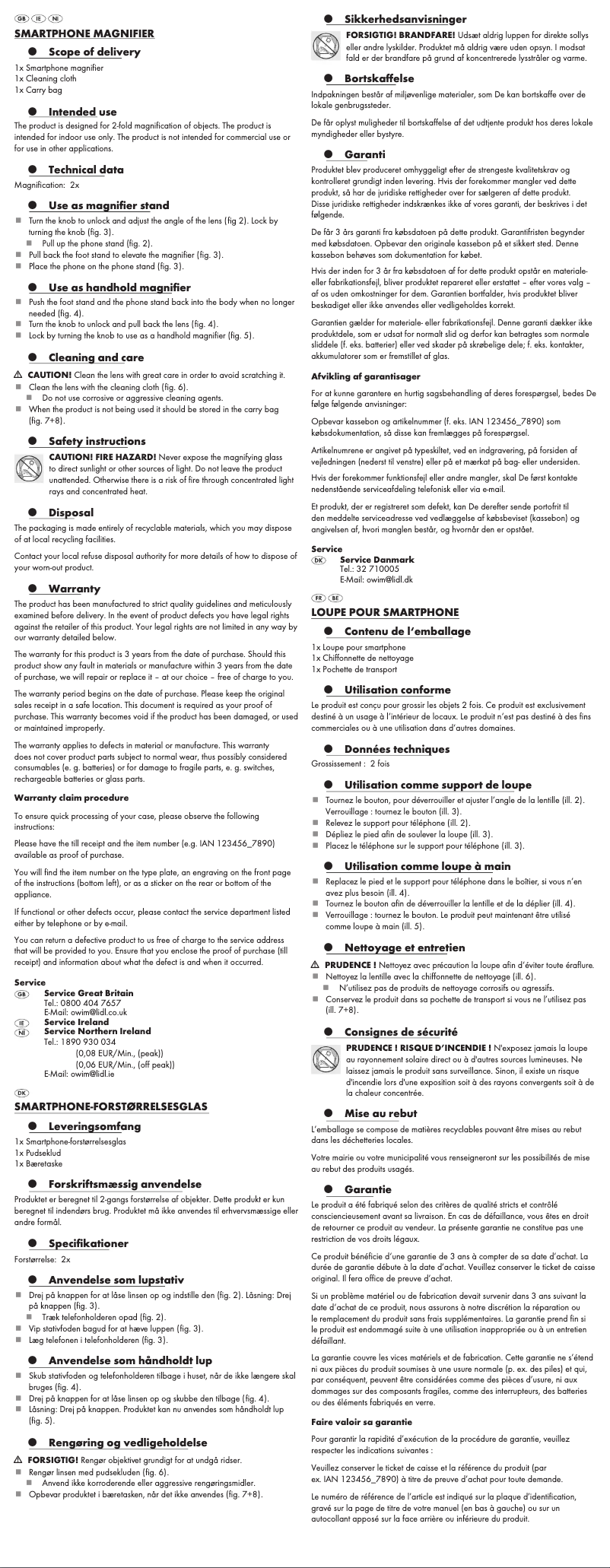 Page n°1 - Manuel utilisateur SilverCrest HG05344