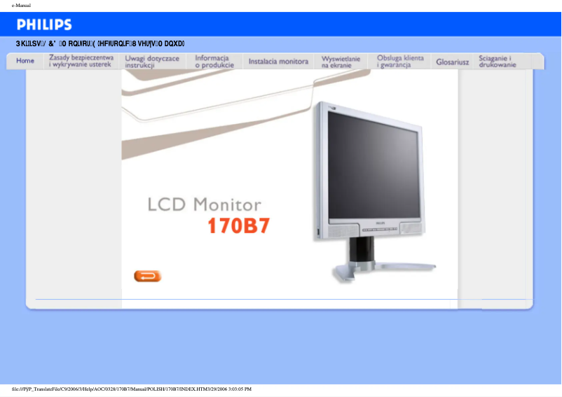 Page n°1 - Manuel utilisateur Philips 170B7CG