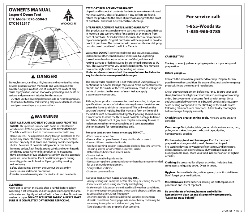 Page 1 de la notice Manuel utilisateur Wood's Jasper 6