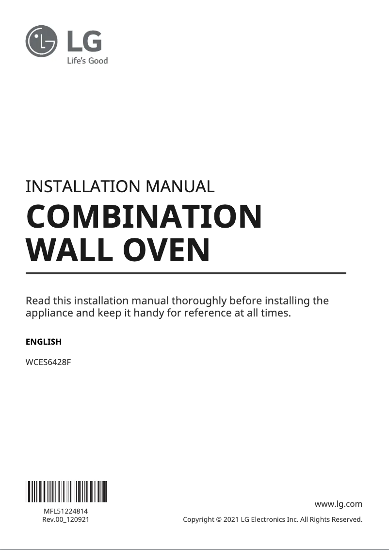 Página 1 del manual Ficha técnica LG WCES6428F