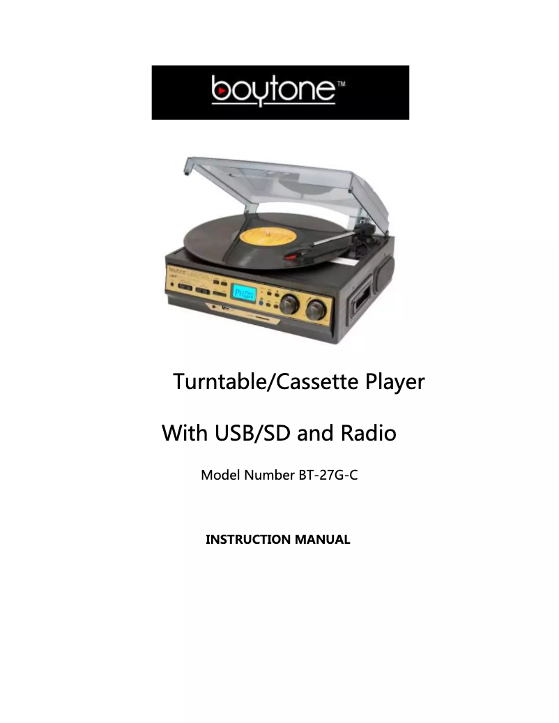 Image de la première page du manuel de l'appareil BT-27G-C