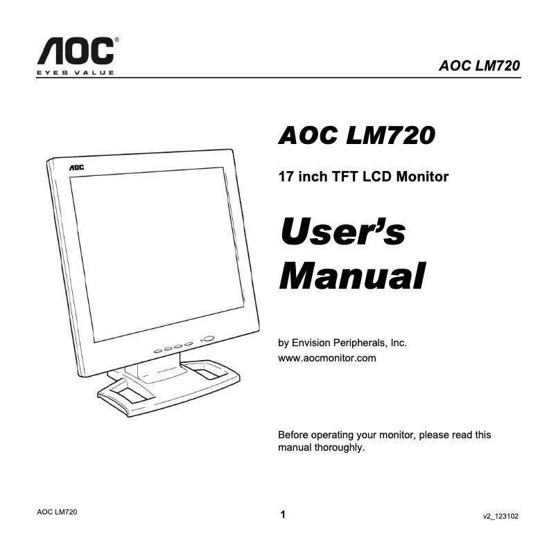 Page n°1 - Manuel utilisateur AOC LM720