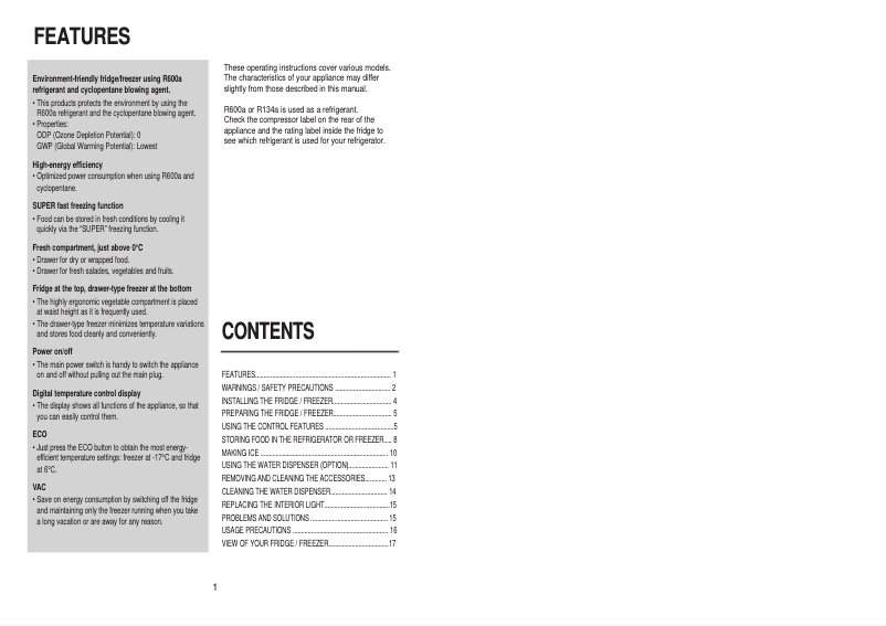 Page 1 de la notice Manuel utilisateur Samsung RL39WBNS