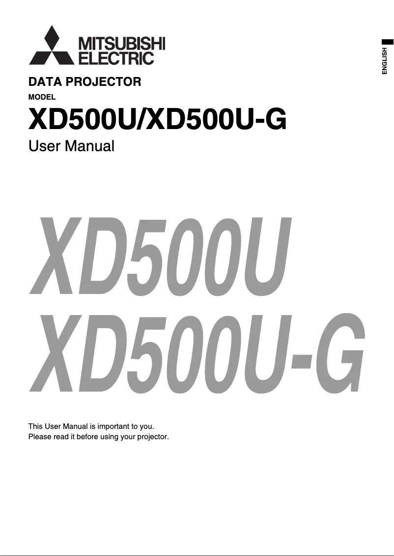 Page 1 de la notice Manuel utilisateur Mitsubishi XD500U