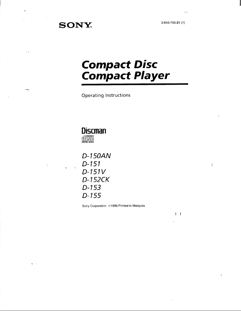 Image de la première page du manuel de l'appareil Discman D-153