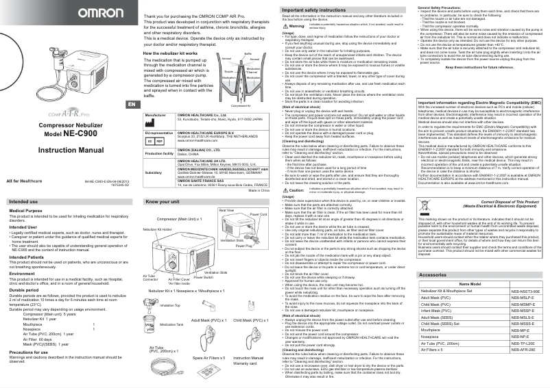 Página 1 del manual Manual de usuario Omron CompAIR Pro NE-C900