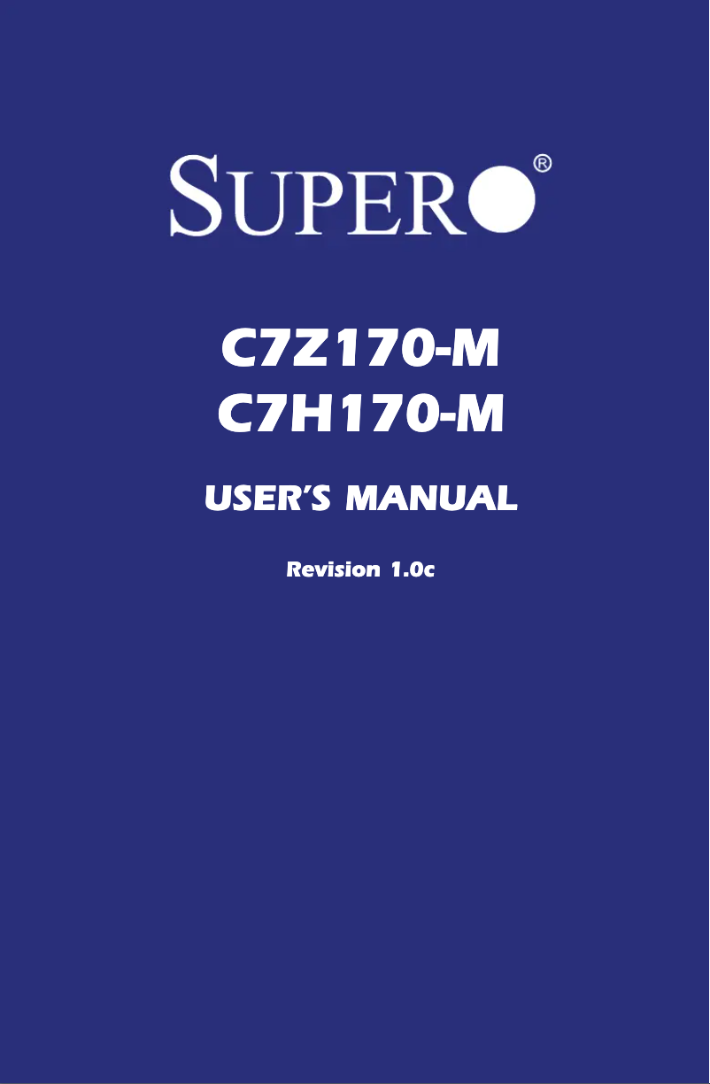 Page 1 de la notice Mode d'emploi Supermicro C7Z170-M