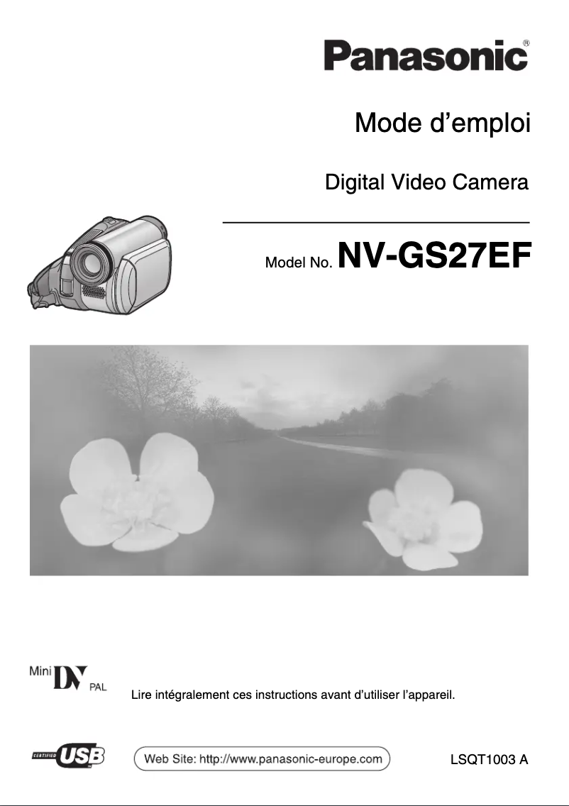 Page 1 de la notice Manuel utilisateur Panasonic NV-GS27