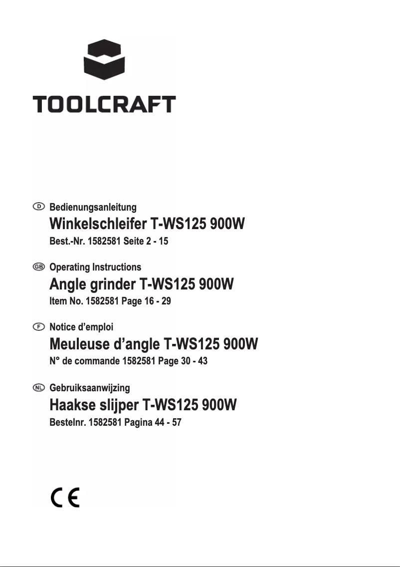Page 1 de la notice Manuel utilisateur Toolcraft T-WS125