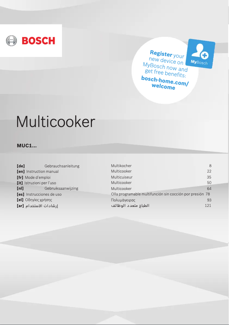 Página 1 del manual Manual de uso y mantenimiento Bosch AutoCook MUC11W12