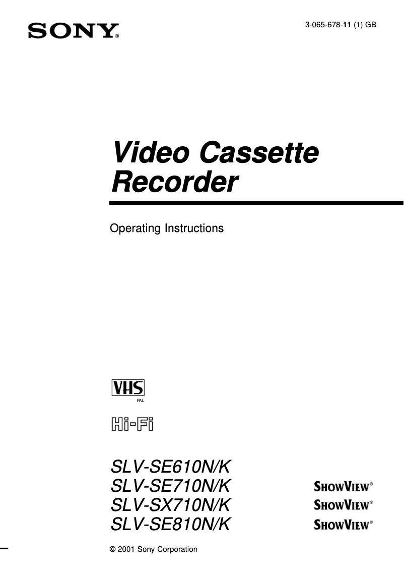 Page 1 de la notice Manuel utilisateur Sony SLV-SE610K