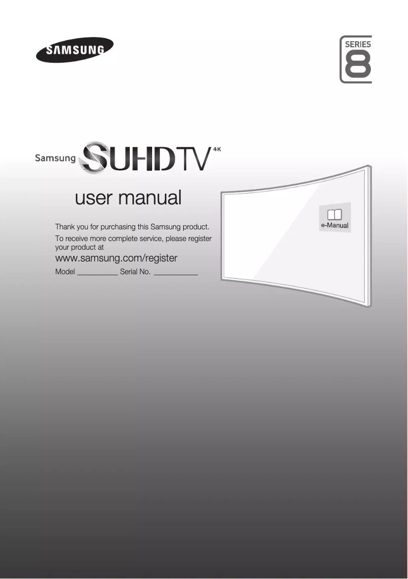 Page 1 de la notice Guide d'installation Samsung UE55JS8500T