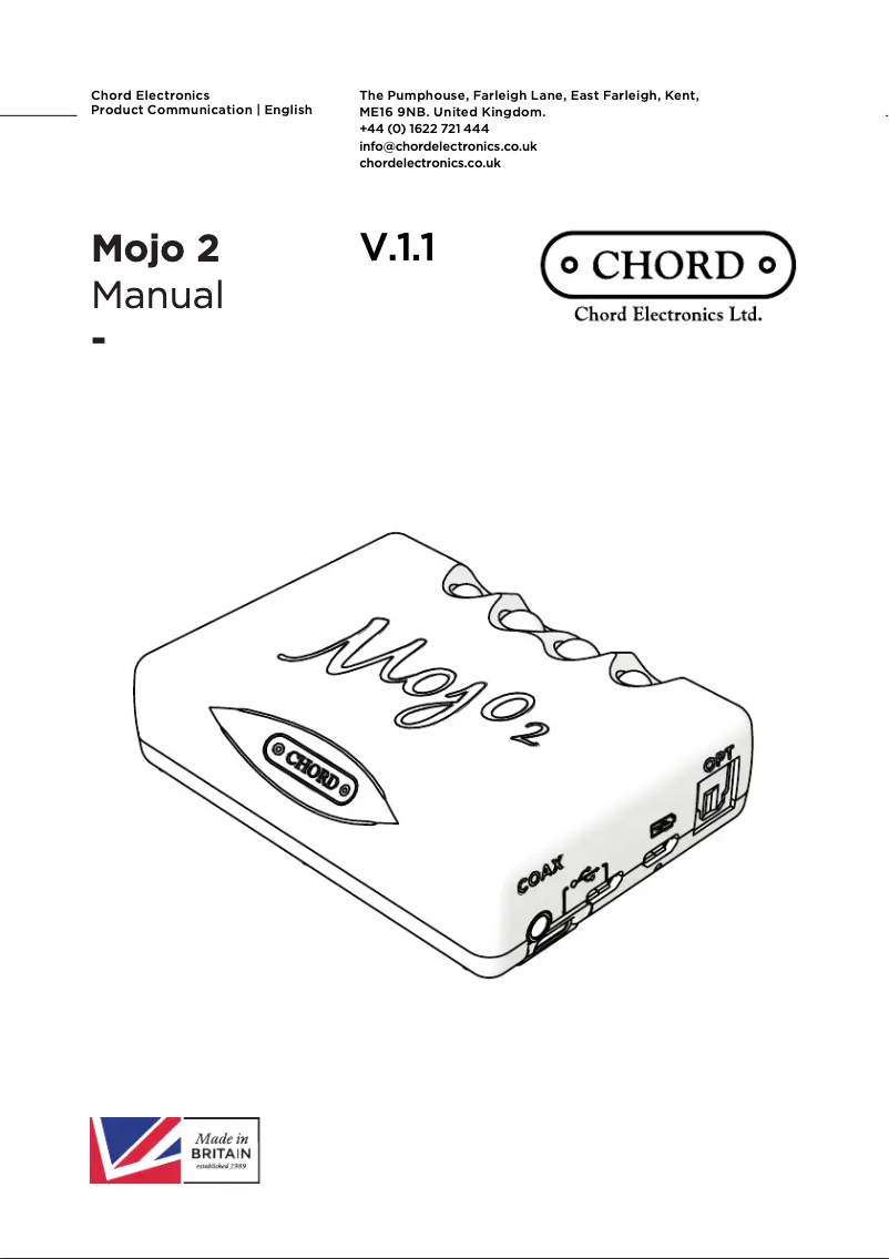 Page 1 de la notice Manuel utilisateur Chord Mojo 2