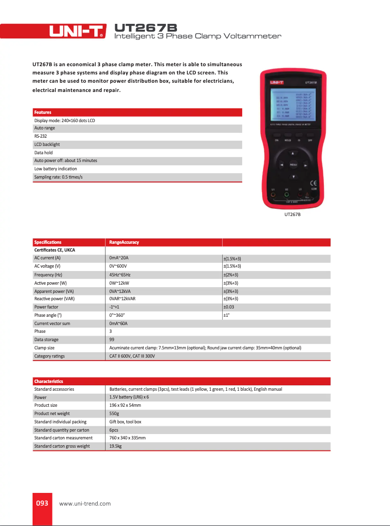 Image de la première page du manuel de l'appareil UT267B