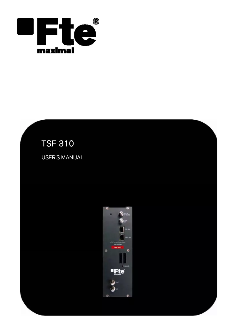 Page n°1 - Manuel utilisateur Fte maximal TSF 310