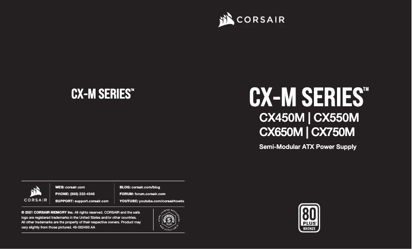 Page 1 of the manual Quick Start Guide Corsair CX650M